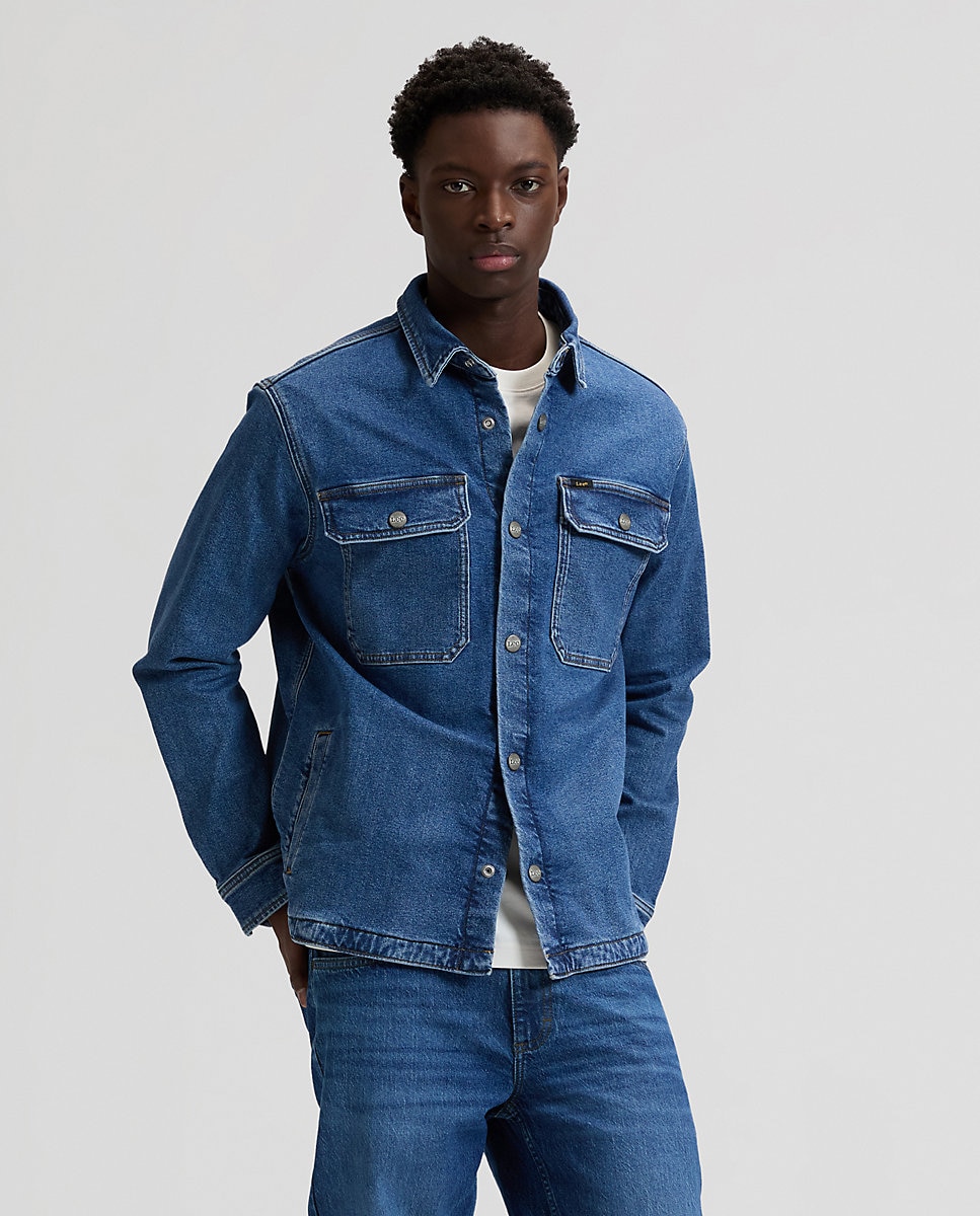 Imagen 0 de Sobrecamisa vaquera de hombre de manga larga Azul denim