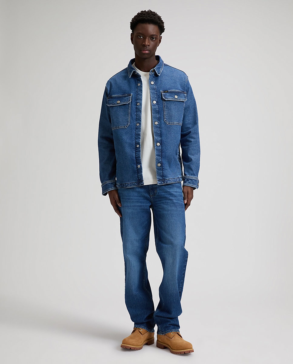 Sobrecamisa vaquera de hombre de manga larga - Lee - Azul denim Azul denim-3