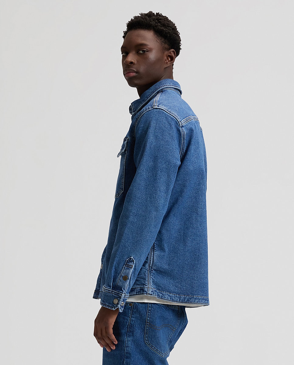Sobrecamisa vaquera de hombre de manga larga - Lee - Azul denim Azul denim-4