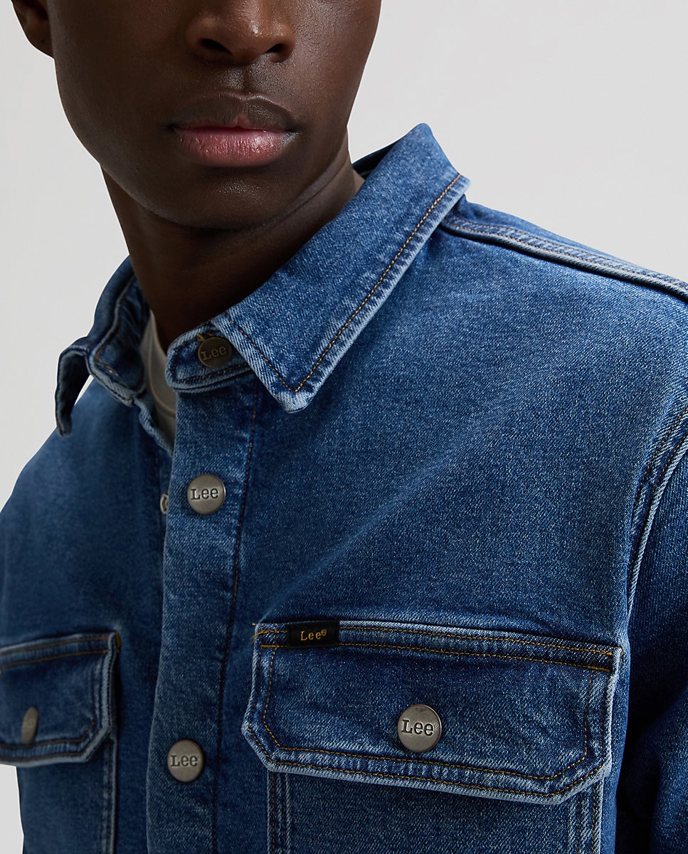 Sobrecamisa vaquera de hombre de manga larga - Lee - Azul denim Azul denim-5