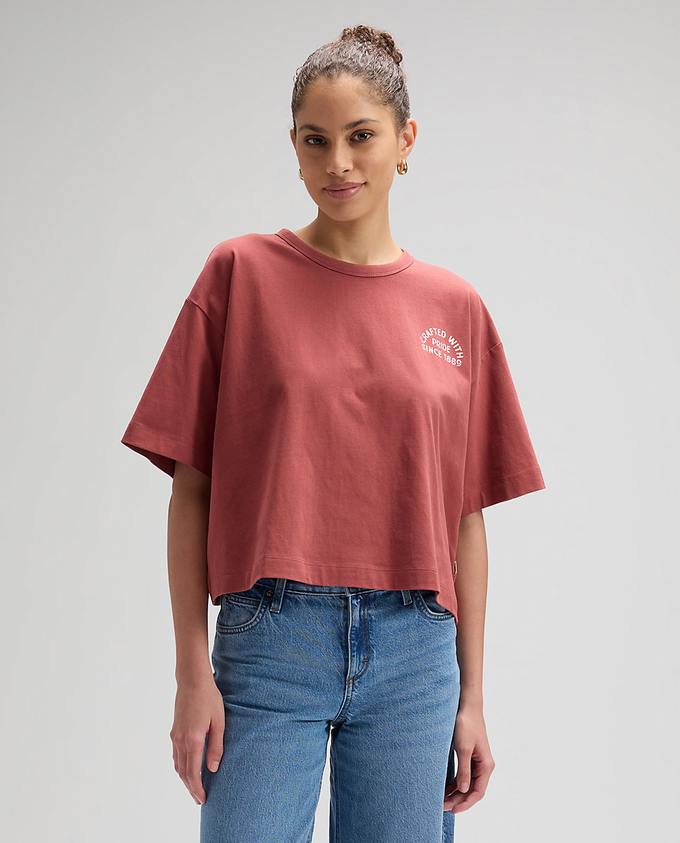 Camiseta de mujer de manga corta de corte relaxed - Lee - Marrón Marrón-1
