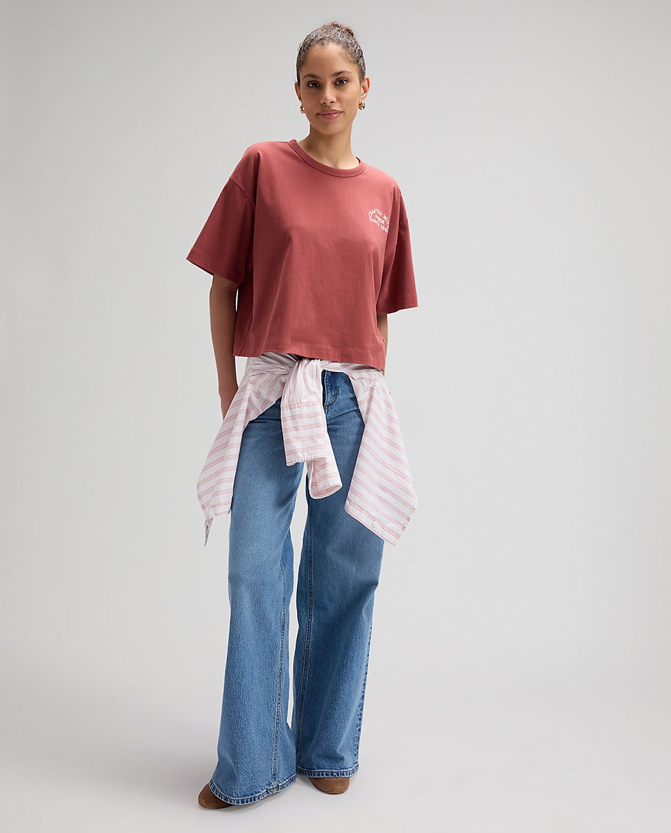 Camiseta de mujer de manga corta de corte relaxed - Lee - Marrón Marrón-3