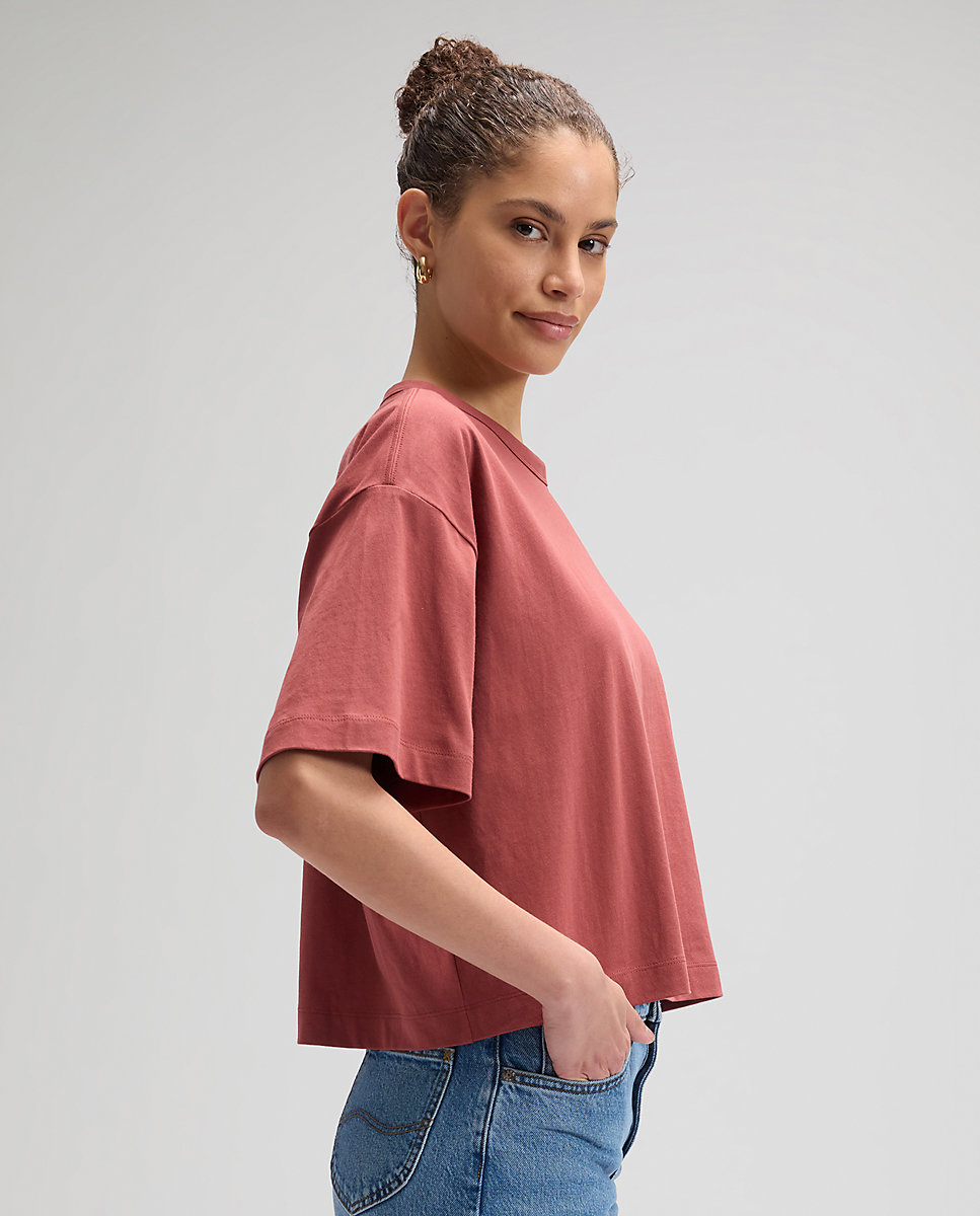 Camiseta de mujer de manga corta de corte relaxed - Lee - Marrón Marrón-4
