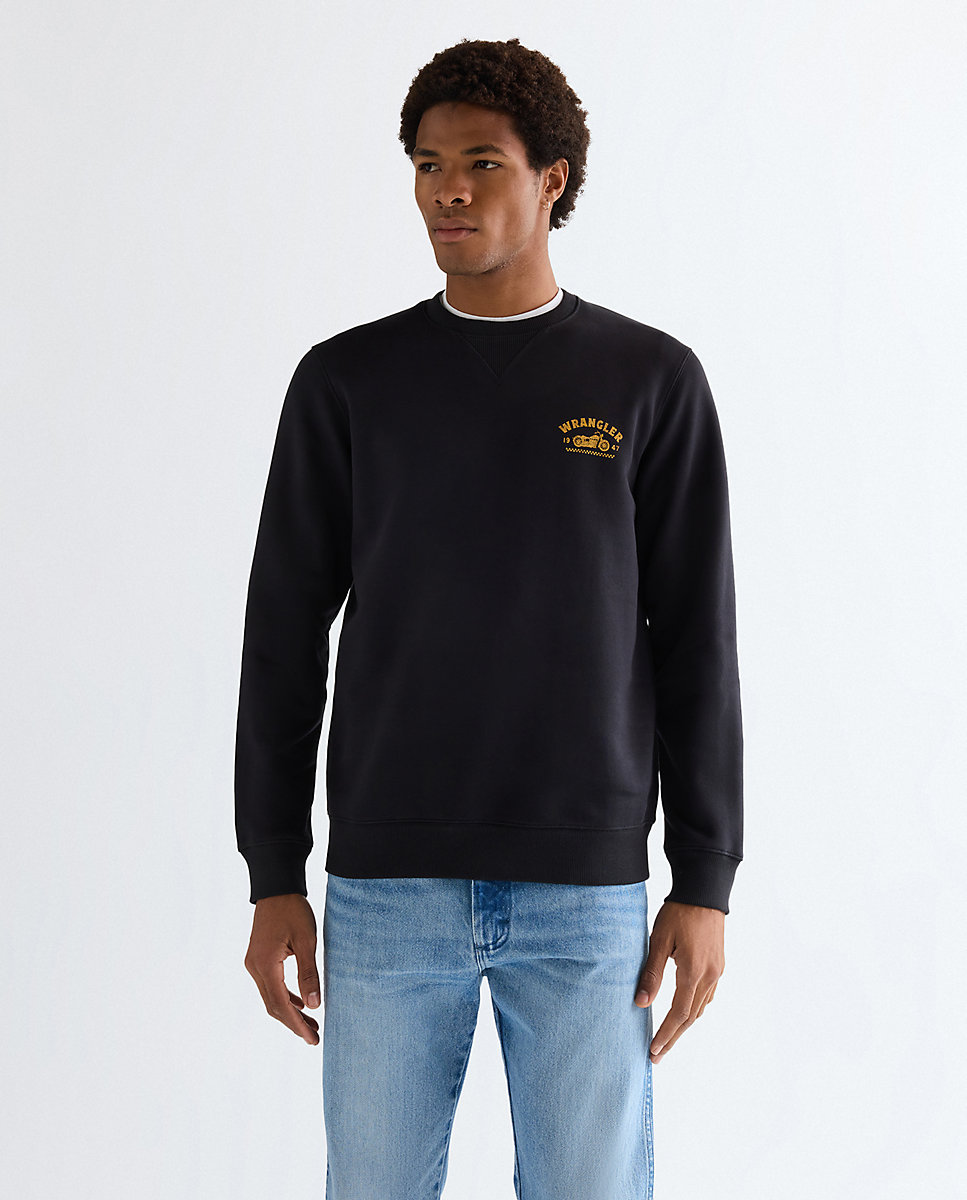 Imagen 0 de Sudadera básica con gráficos impresos de estilo vintage Negro
