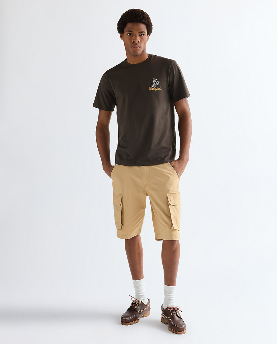Camiseta de hombre de manga corta con logo sul pecho - Wrangler - Marrón Marrón-3