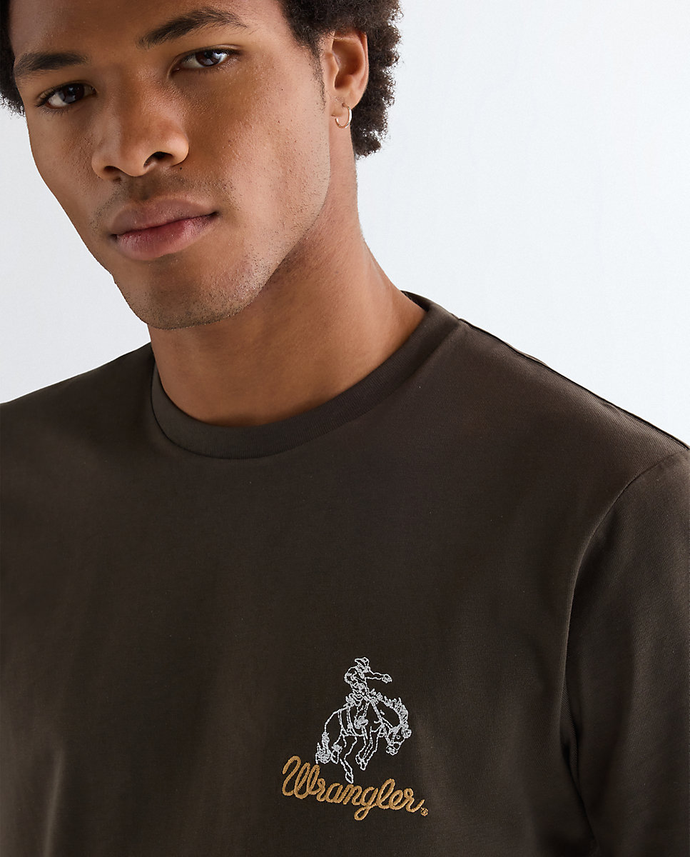 Camiseta de hombre de manga corta con logo sul pecho - Wrangler - Marrón Marrón-4