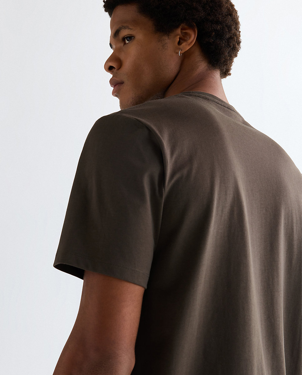 Camiseta de hombre de manga corta con logo sul pecho - Wrangler - Marrón Marrón-5