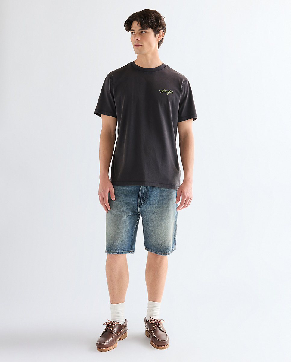 Camiseta de hombre de manga corta de corte relajado y dibujo trasero - Wrangler - Negro Negro-3