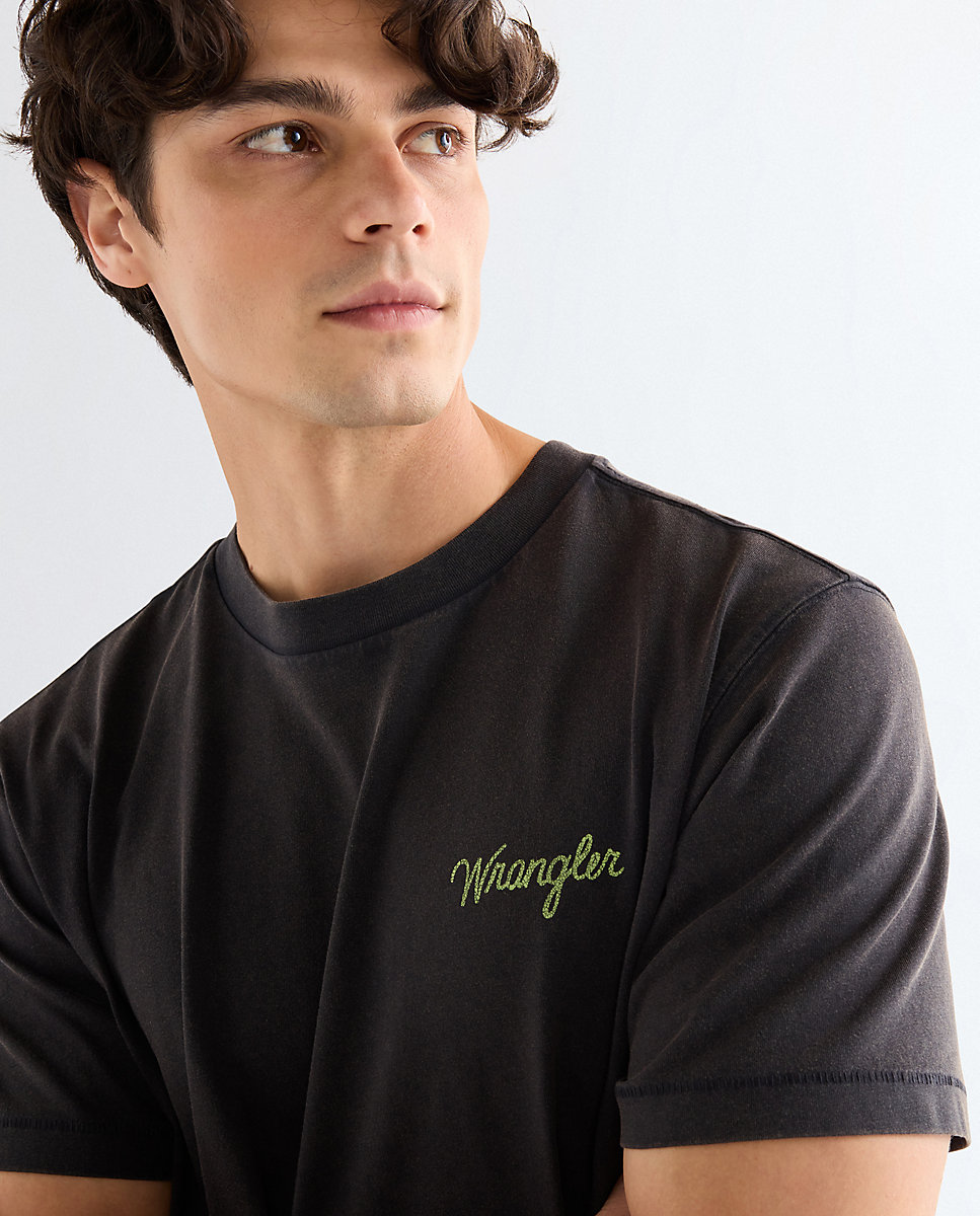 Camiseta de hombre de manga corta de corte relajado y dibujo trasero - Wrangler - Negro Negro-4