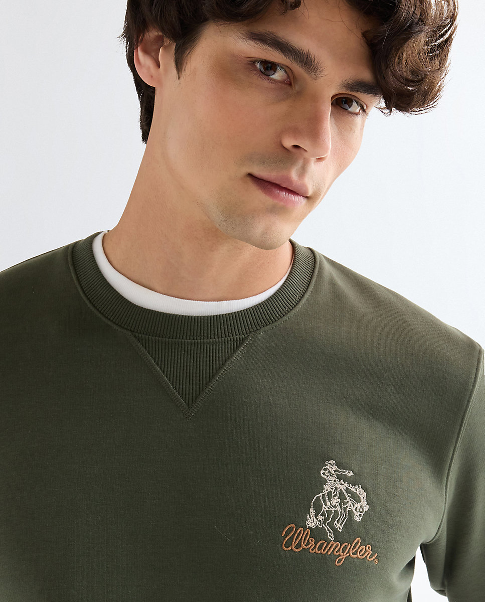 Sudadera lisa de hombre en - Wrangler - Verde oscuro Verde oscuro-4