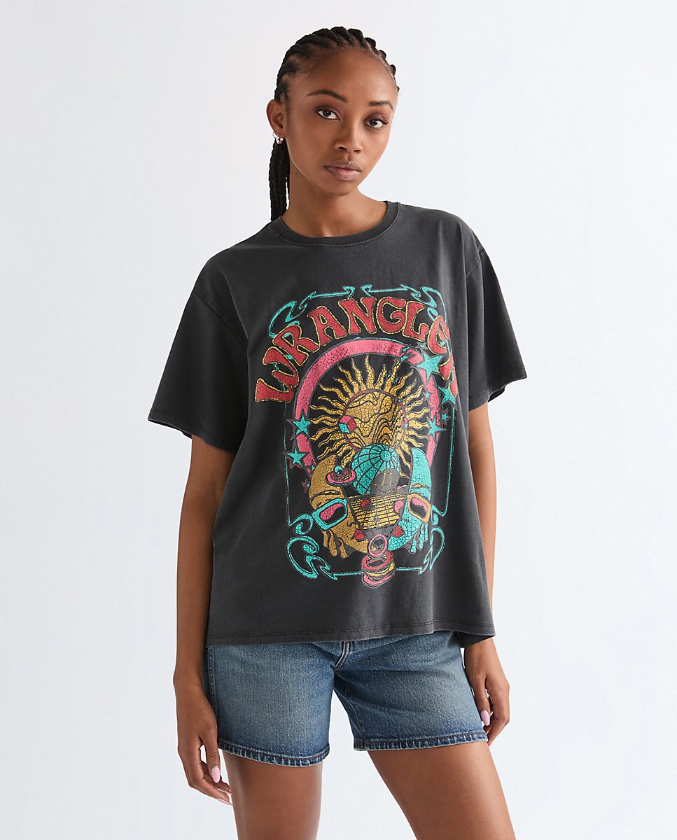 Camiseta de mujer con dibujo frontal de corte relajado - Wrangler - Negro Negro-1