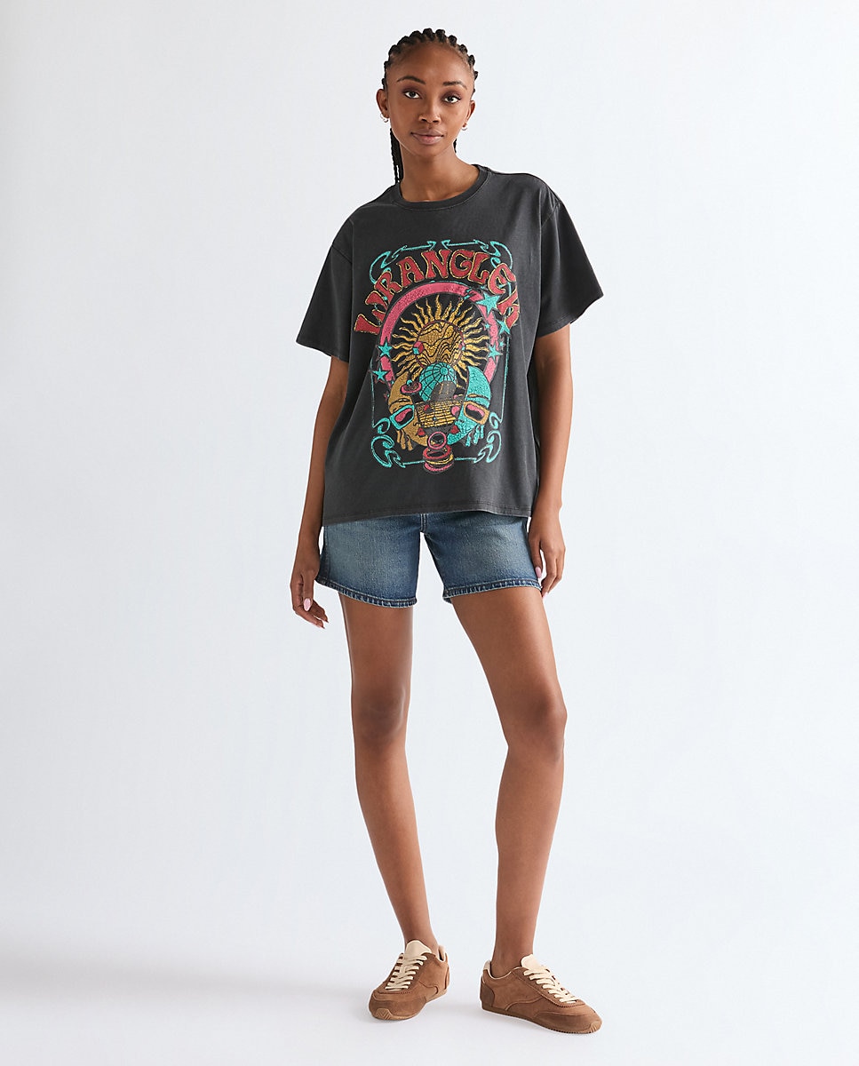 Camiseta de mujer con dibujo frontal de corte relajado - Wrangler - Negro Negro-3