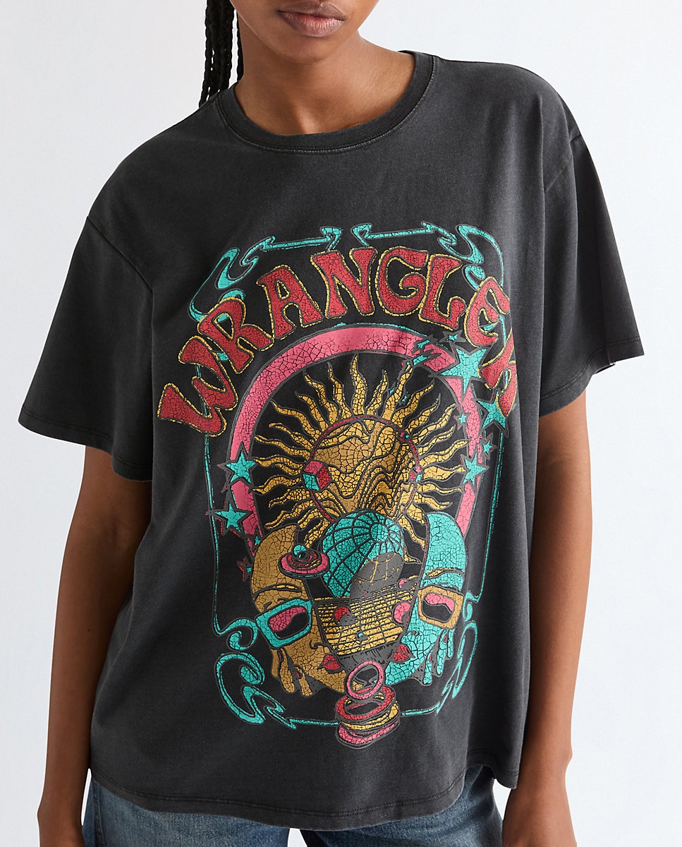 Camiseta de mujer con dibujo frontal de corte relajado - Wrangler - Negro Negro-5
