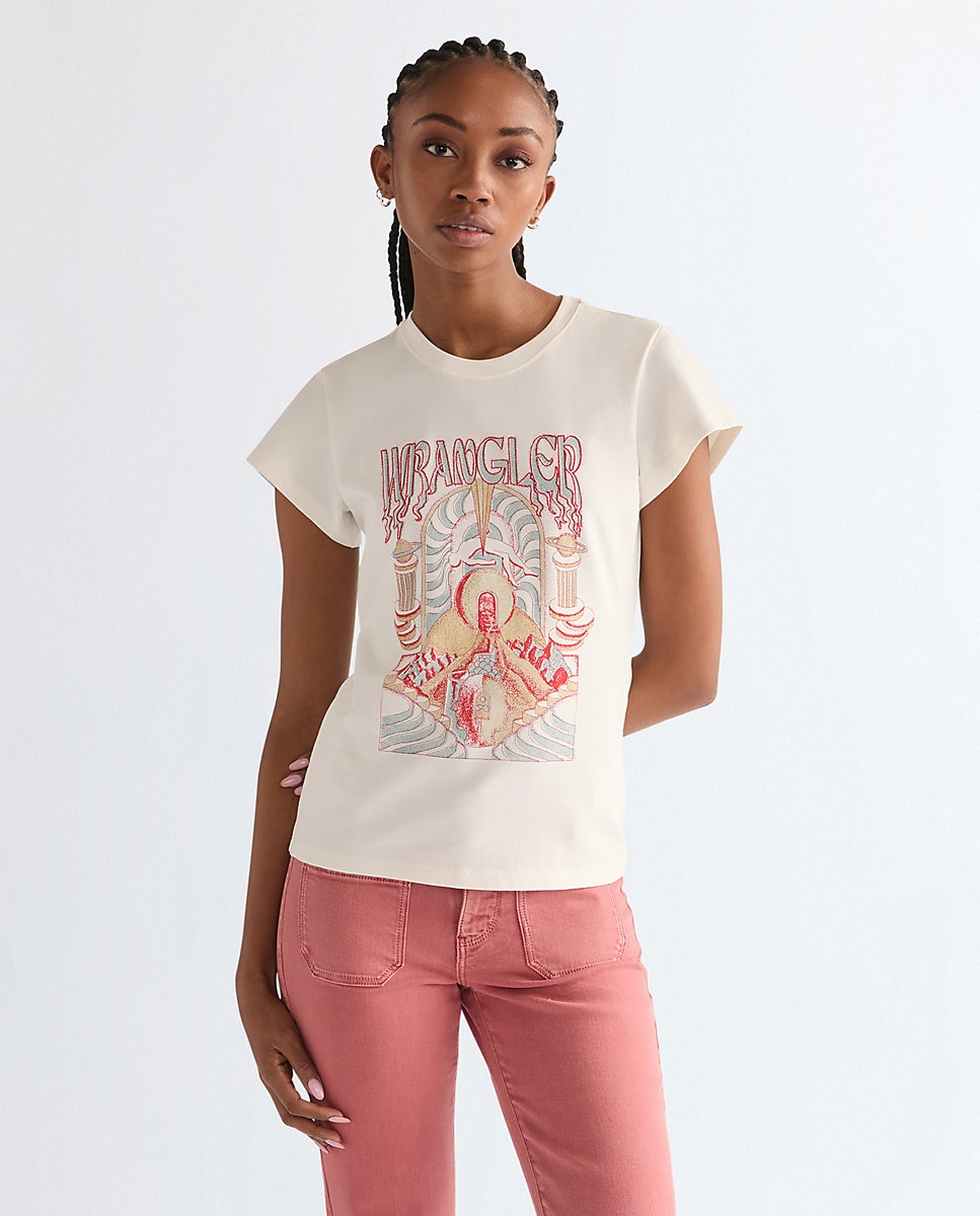 Camiseta de mujer con dibujo frontal de corte slim - Wrangler - Blanco Blanco-1