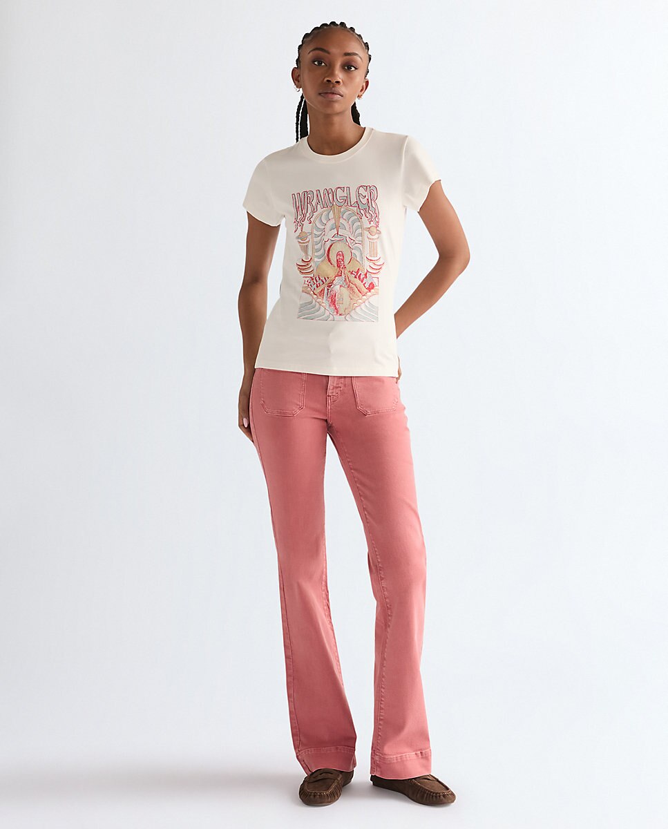 Camiseta de mujer con dibujo frontal de corte slim - Wrangler - Blanco Blanco-3