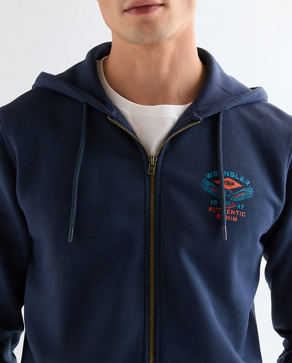 Sudadera con capucha de hombre con cremarella - Wrangler - Negro Negro-4