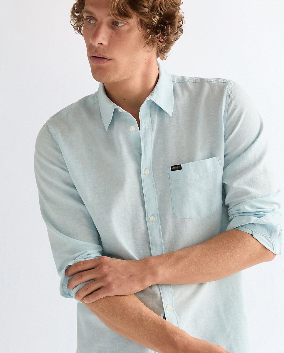 Imagen 3 de Camisa de hombre un bolsillo de corte regular - Wrangler - Celeste Celeste