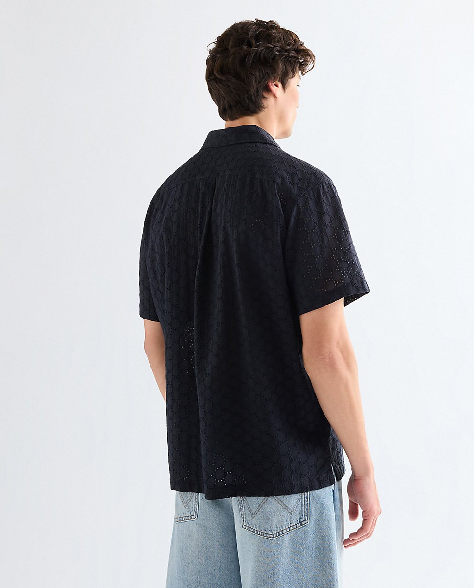 Camisa de hombre de manga corta y corte regular - Wrangler - Azul marino Azul marino-2