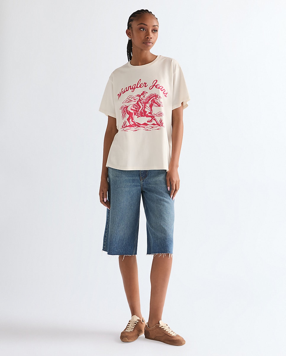 Camiseta de mujer con dibujo frontal de corte relajado - Wrangler - Blanco Blanco-3