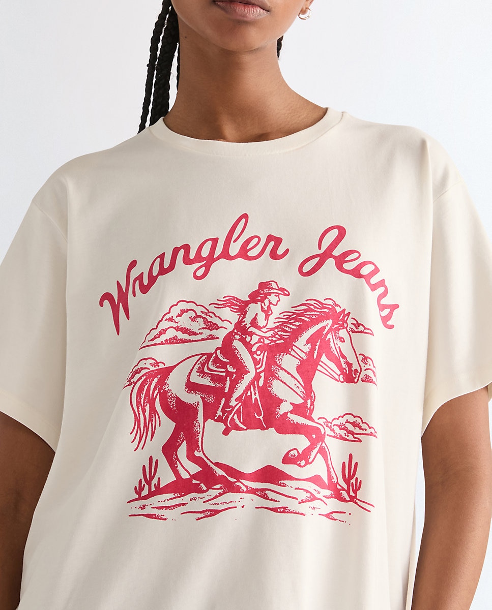Camiseta de mujer con dibujo frontal de corte relajado - Wrangler - Blanco Blanco-5