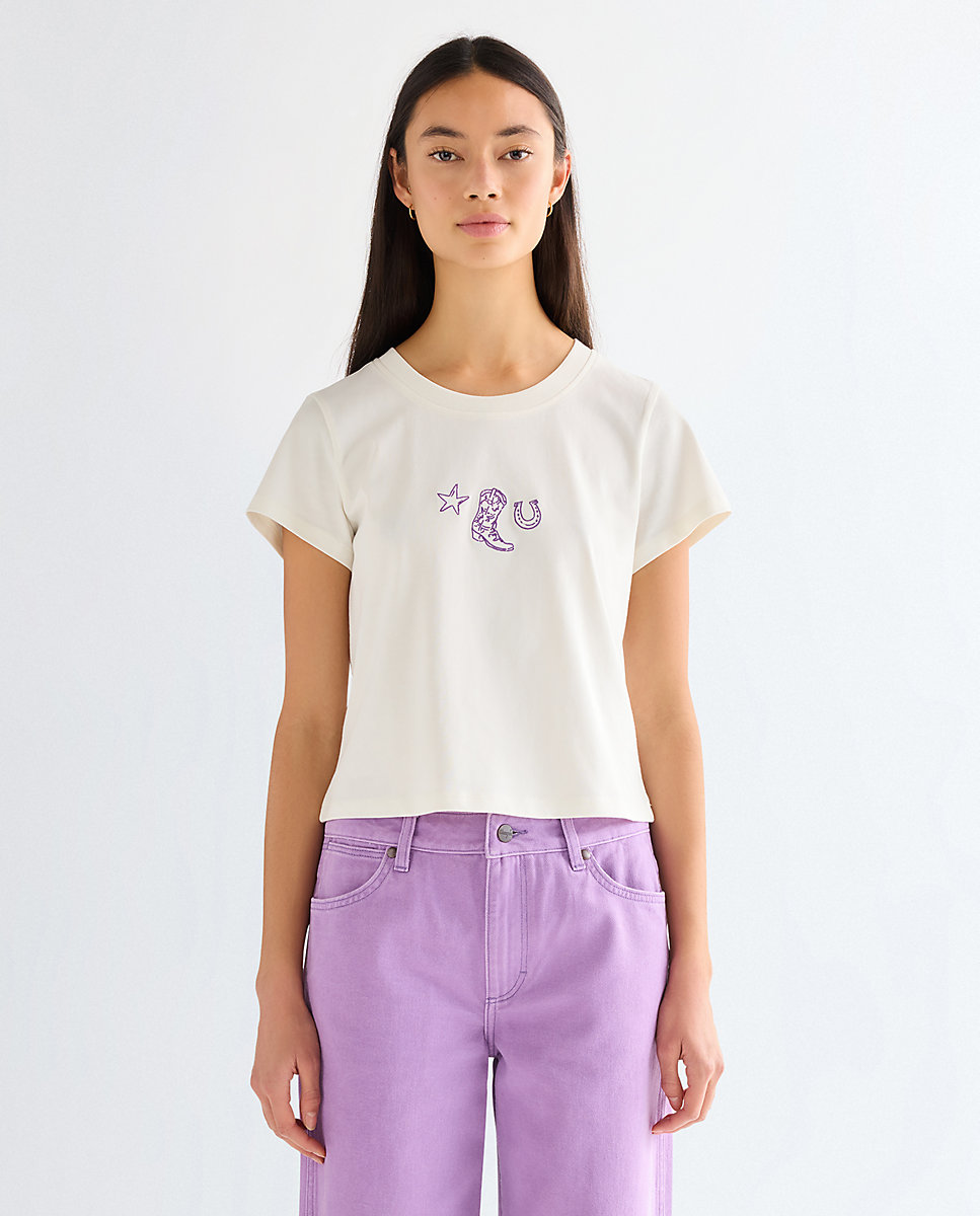 Camiseta de mujer western de manga corta de corte sim - Wrangler - Blanco Blanco-1