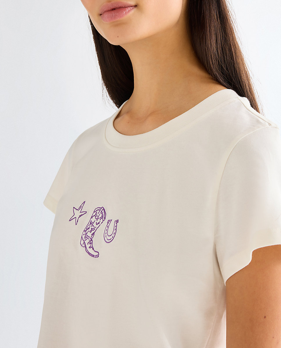 Camiseta de mujer western de manga corta de corte sim - Wrangler - Blanco Blanco-5