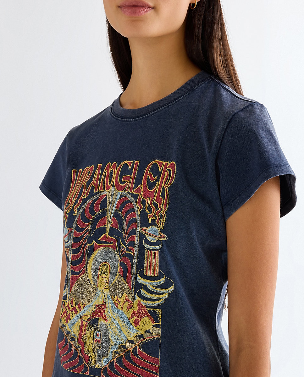 Camiseta de mujer con dibujo frontal de corte relajado - Wrangler - Azul marino Azul marino-4