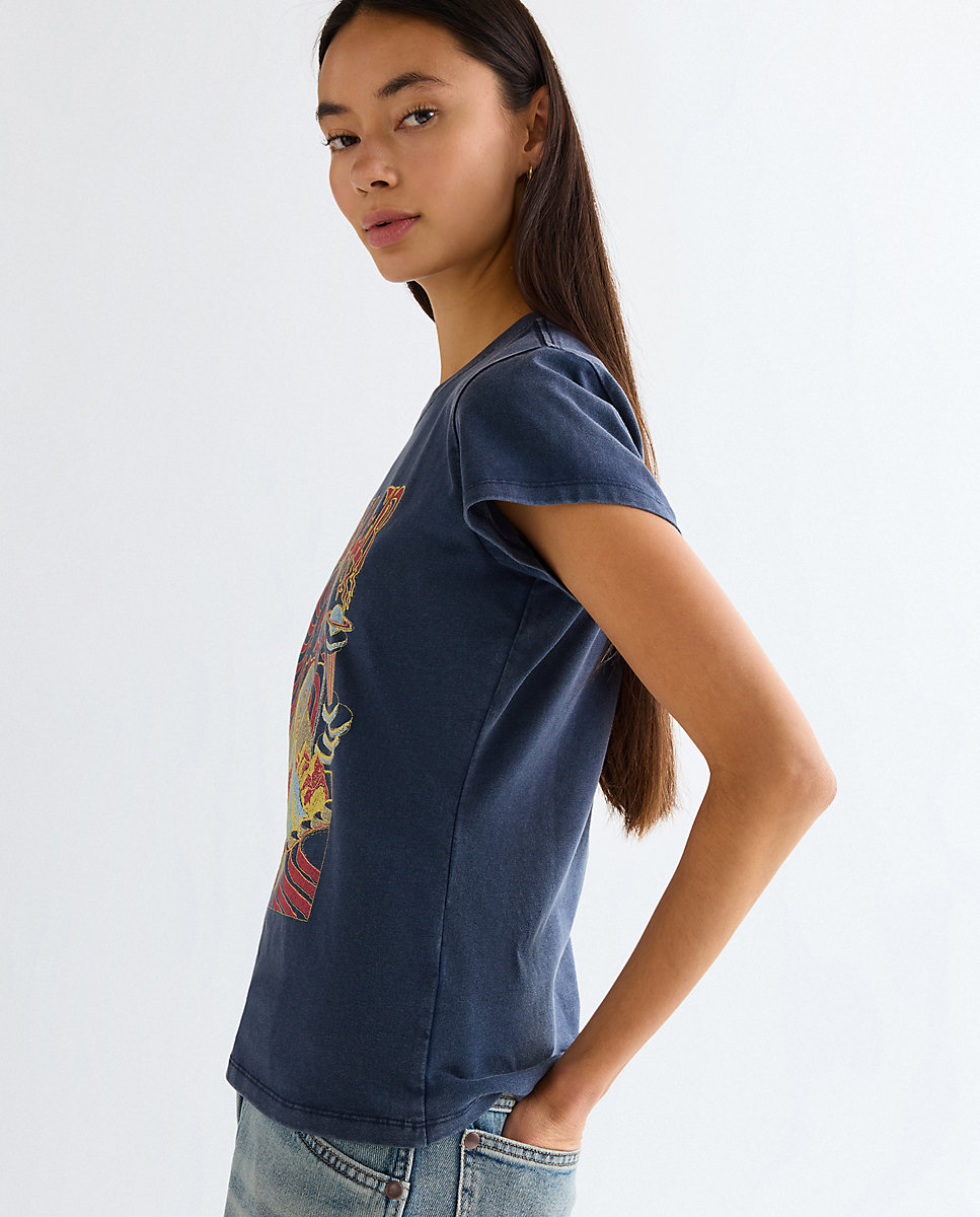 Camiseta de mujer con dibujo frontal de corte relajado - Wrangler - Azul marino Azul marino-5