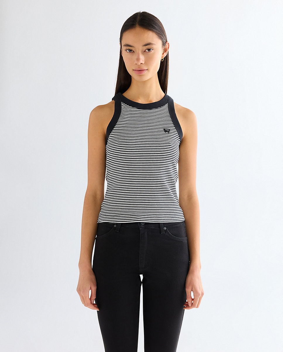 Camiseta de mujer de rayas sin mangas - Wrangler - Negro / Blanco Negro / Blanco-1