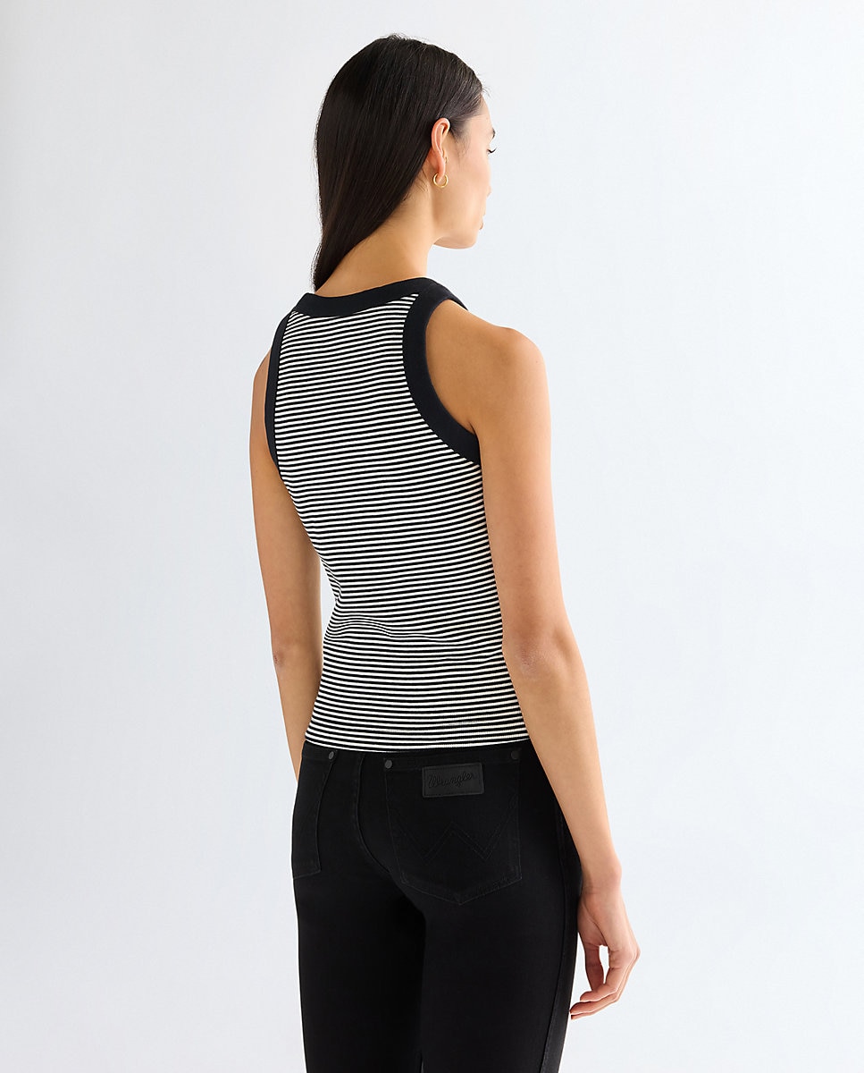 Camiseta de mujer de rayas sin mangas - Wrangler - Negro / Blanco Negro / Blanco-2