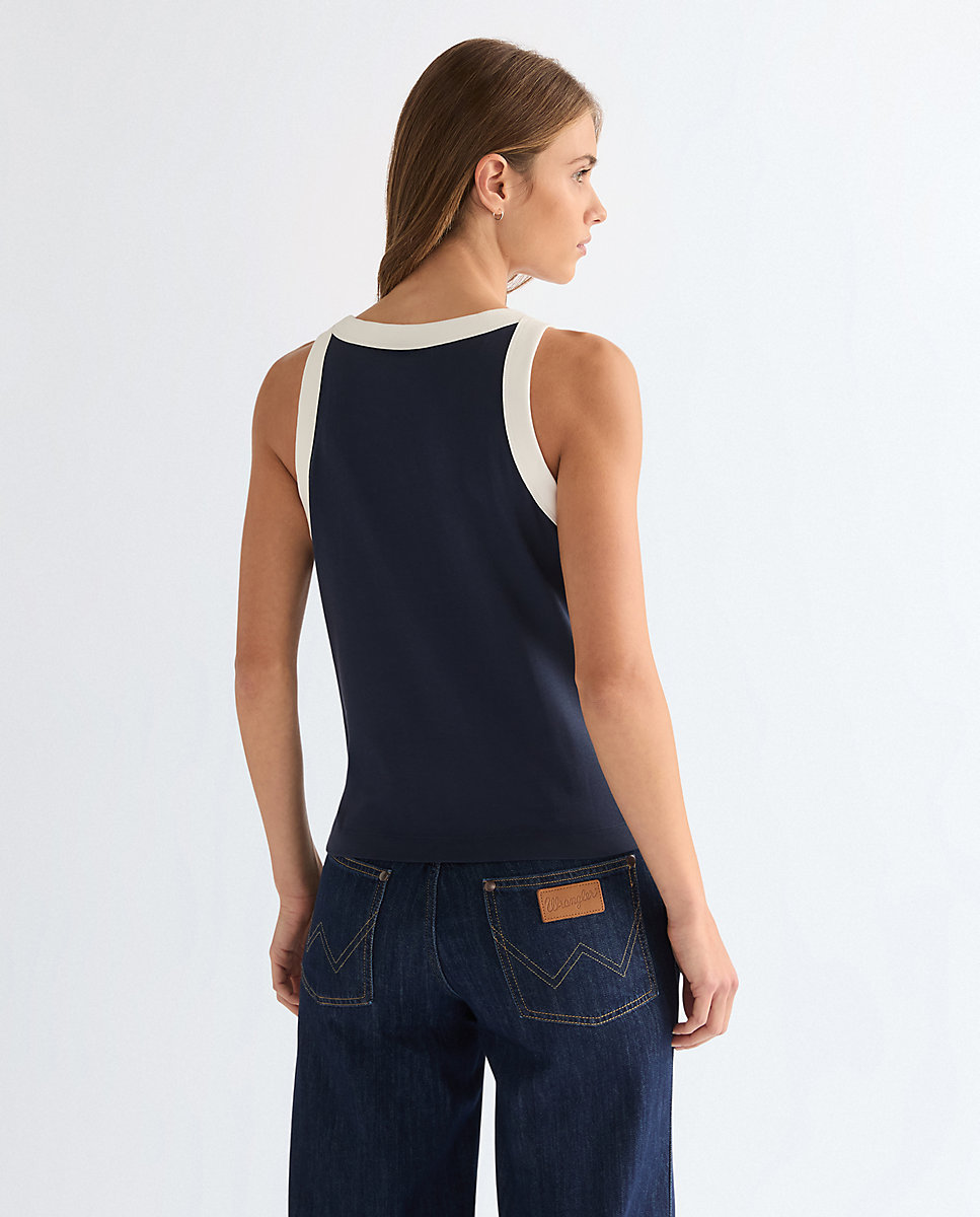Camiseta de mujer ringer sin mangas - Wrangler - Azul Azul-2