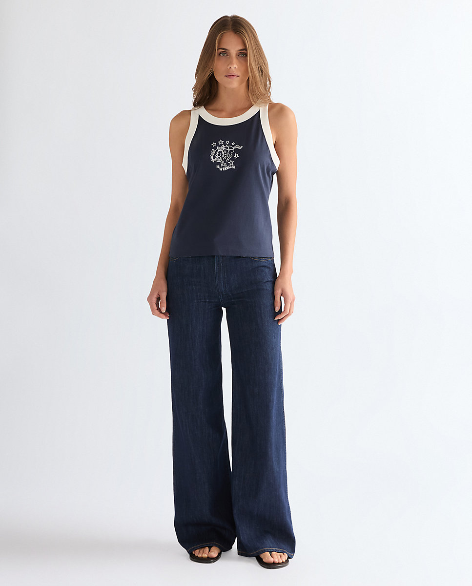 Camiseta de mujer ringer sin mangas - Wrangler - Azul Azul-3