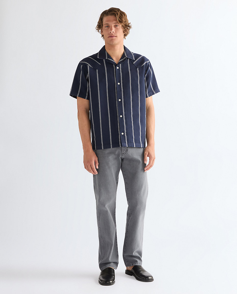 Camisa de hombre de manga corta de corte relajado - Wrangler - Azul oscuro Azul oscuro-3