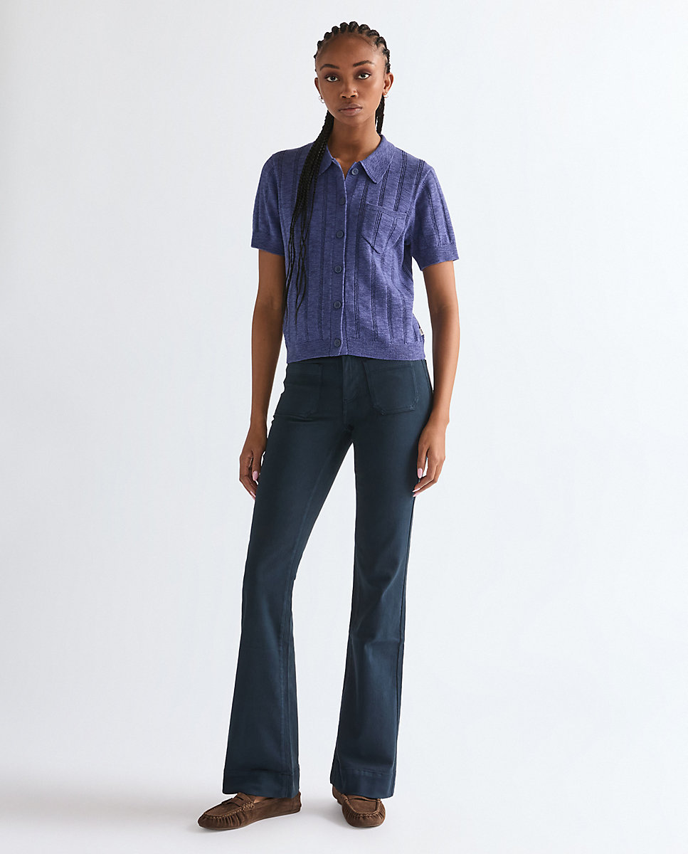 Camisa Polo de mujer en azul con bolsillo - Wrangler - Azul oscuro Azul oscuro-3
