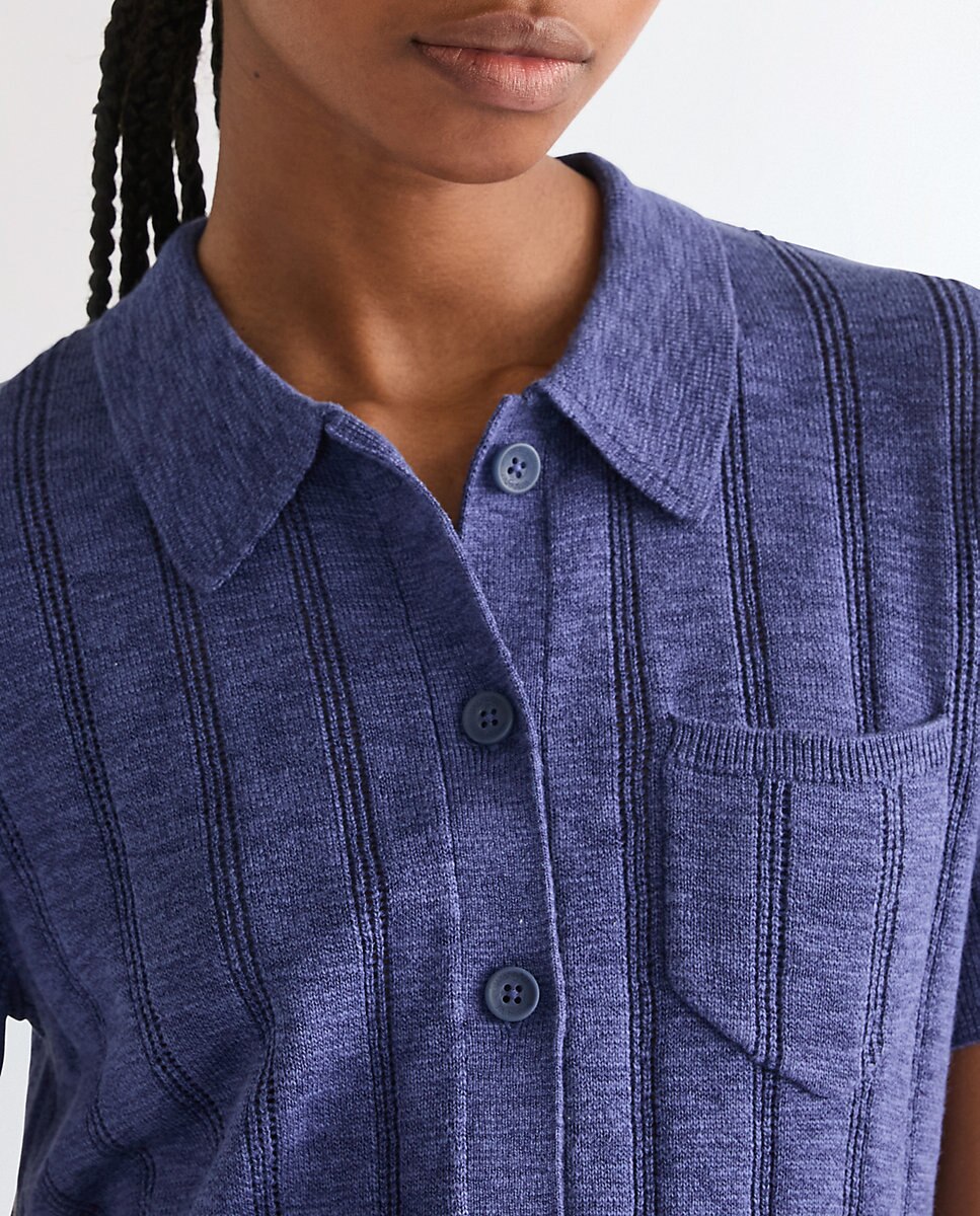 Camisa Polo de mujer en azul con bolsillo - Wrangler - Azul oscuro Azul oscuro-5