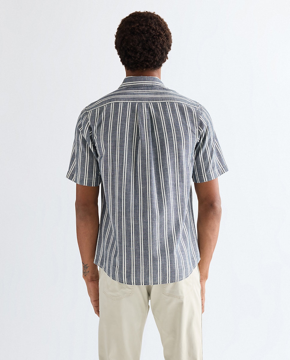 Camisa de hombre a rayas de corte regular - Wrangler - Azul / Blanco Azul / Blanco-2