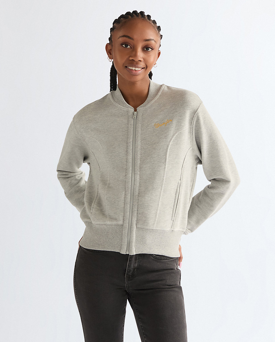 Sudadera de mujer con cremarella - Wrangler - Gris Gris-1