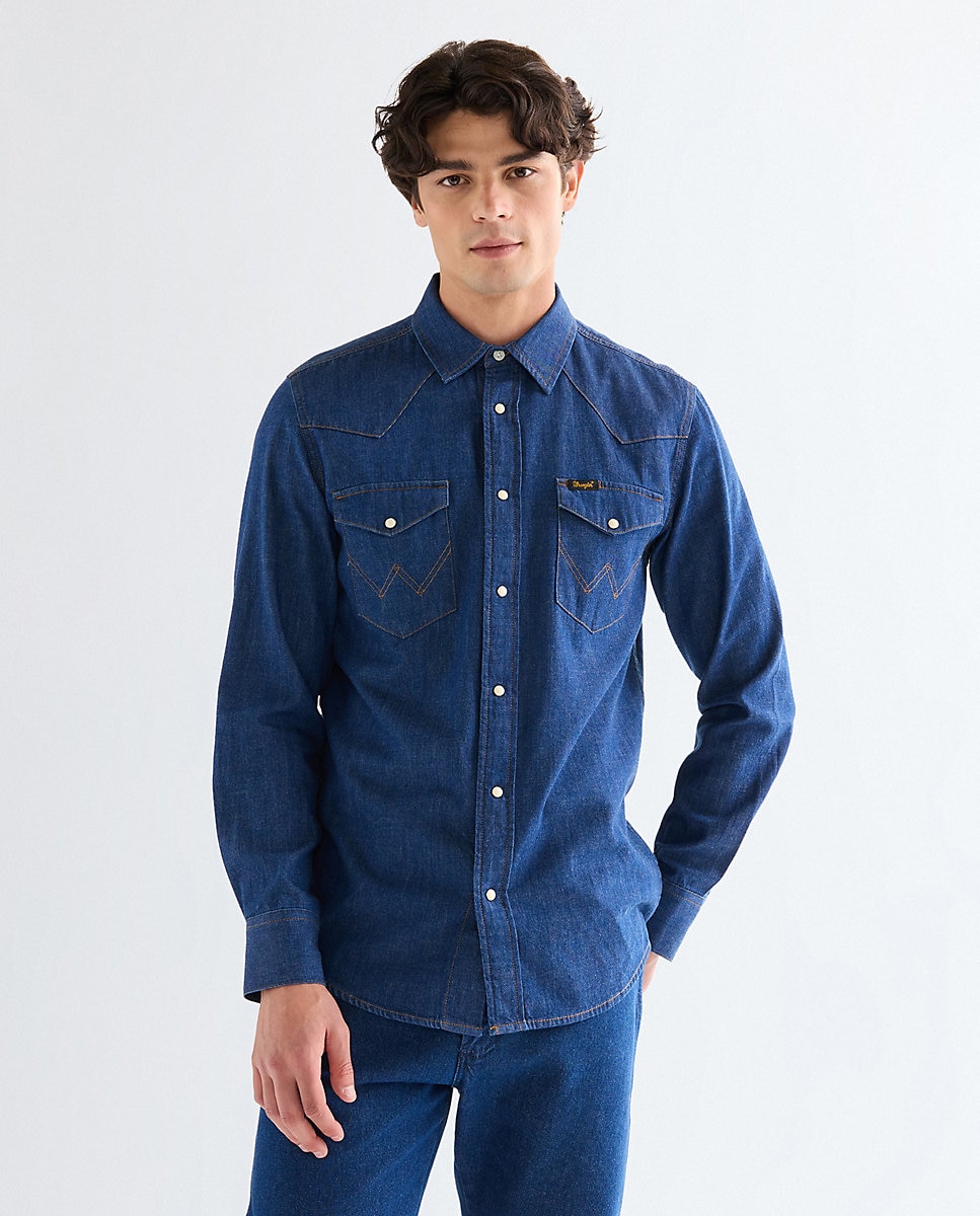 Imagen 0 de Camisa vaquera de hombre de manga larga Azul