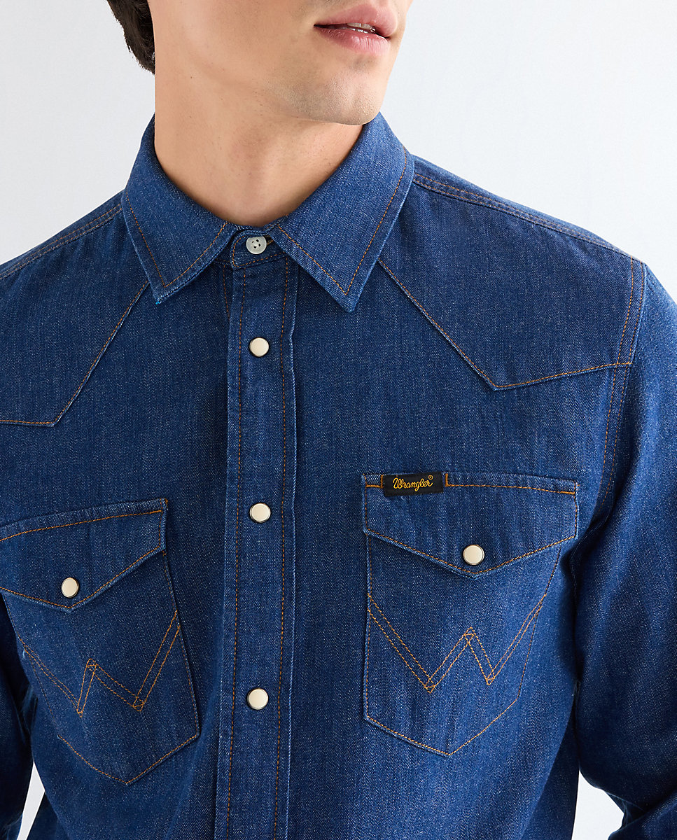 Camisa vaquera de hombre de manga larga - Wrangler - Azul Azul-4