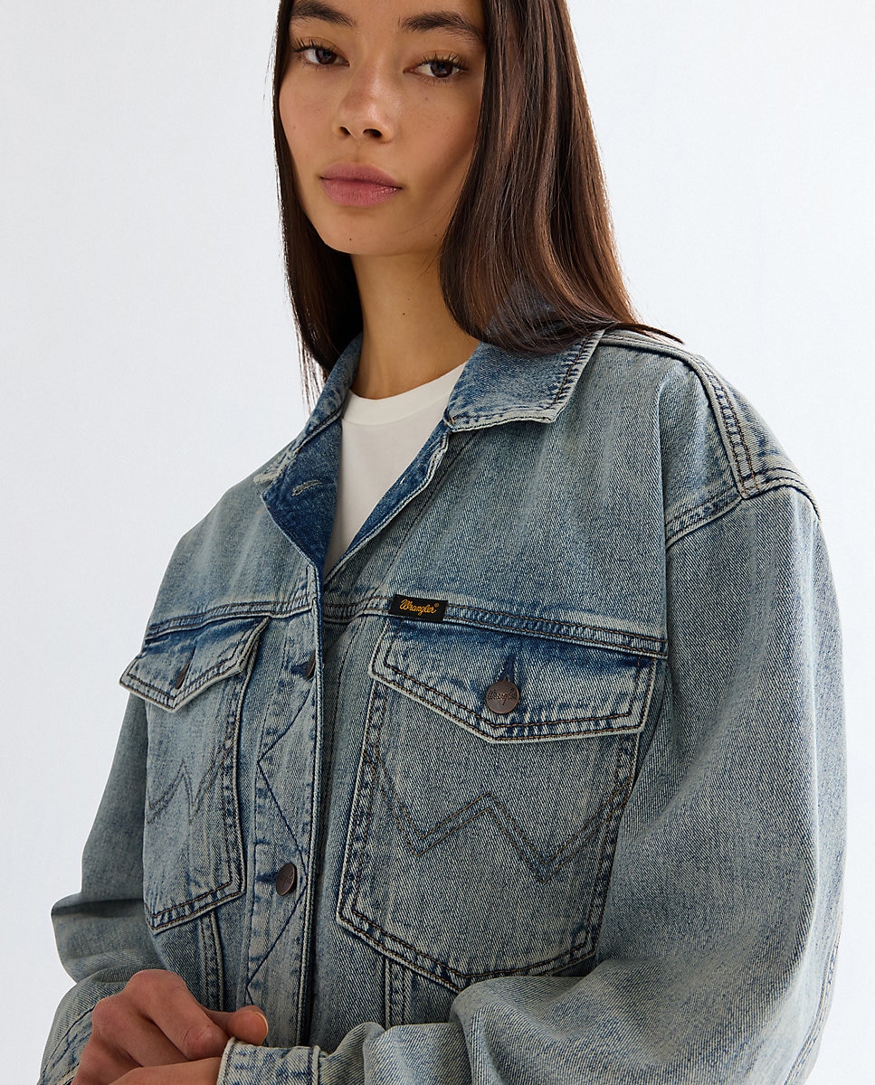 Cazadora vaquera de mujer de corte relaxed - Wrangler - Azul denim Azul denim-4