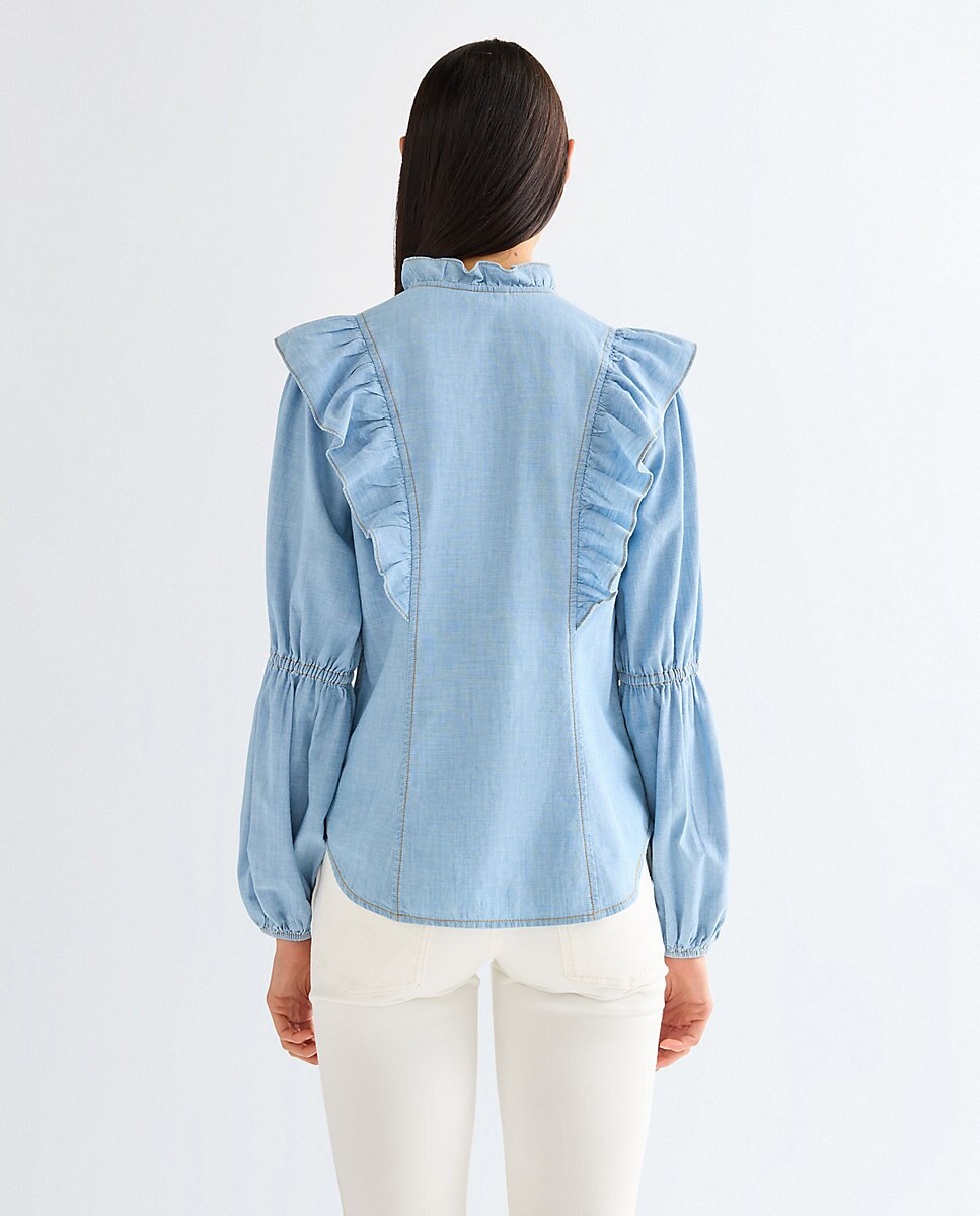 Blusa de mujer romance en tejido ligero - Wrangler - Celeste Celeste-2