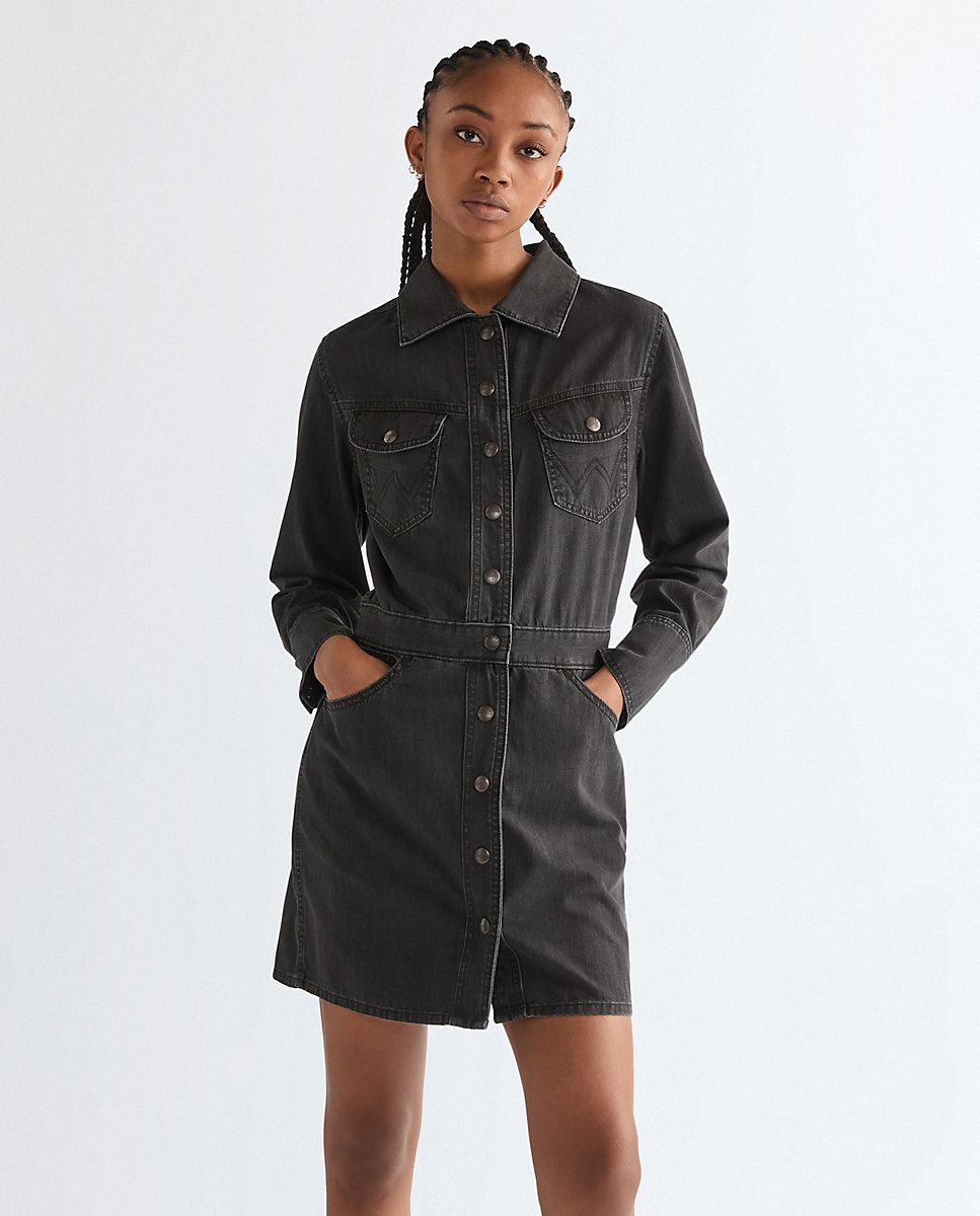 Vestido vaquero corto de manga larga - Wrangler - Azul Azul-1