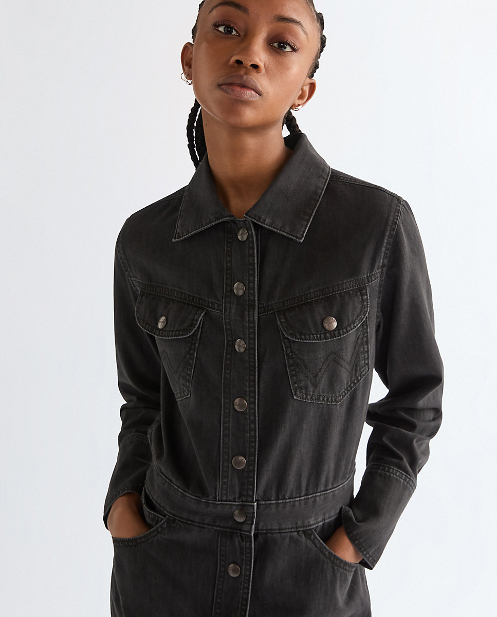 Vestido vaquero corto de manga larga - Wrangler - Azul Azul-5