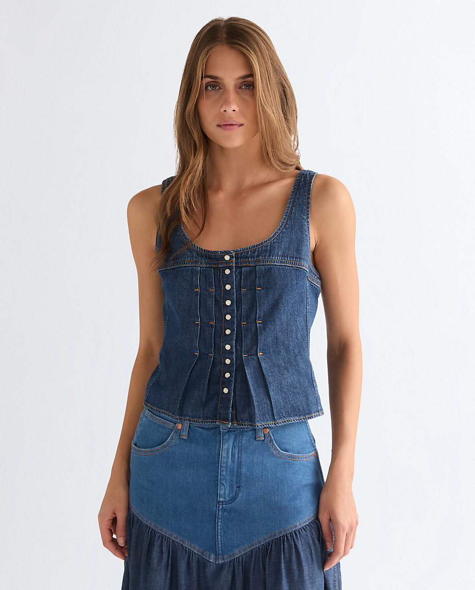 Top vaquero de mujer en azul - Wrangler - Azul denim Azul denim-1