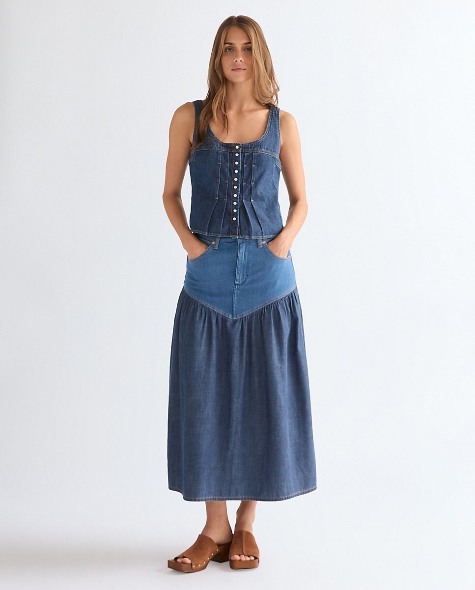 Top vaquero de mujer en azul - Wrangler - Azul denim Azul denim-3