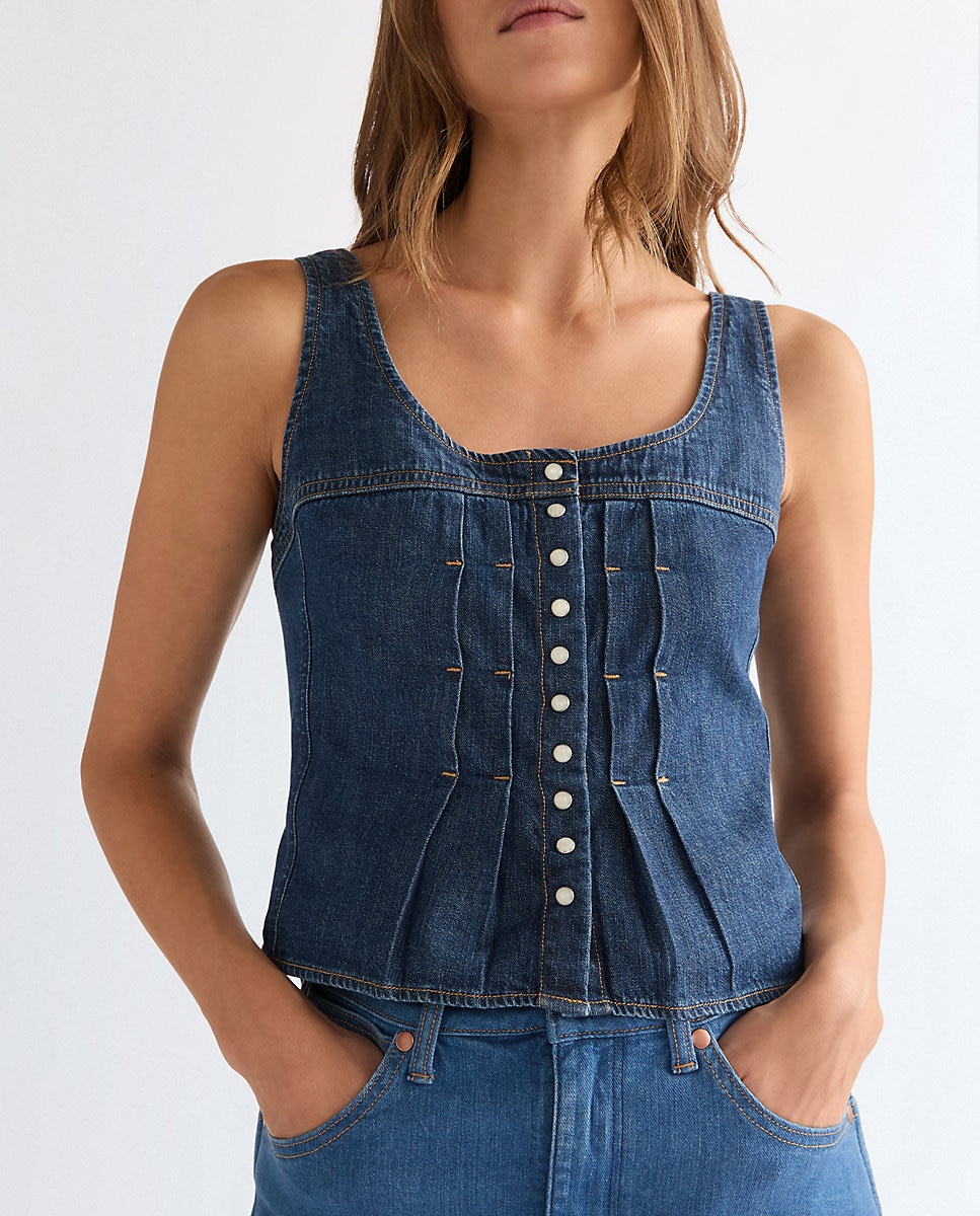 Top vaquero de mujer en azul - Wrangler - Azul denim Azul denim-4