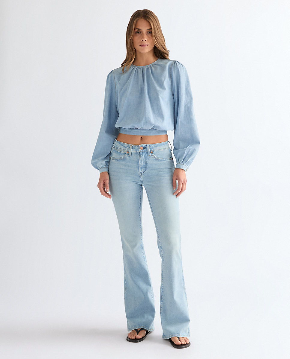 Blusa de mujer de mangas en forma de globo - Wrangler - Celeste Celeste-3