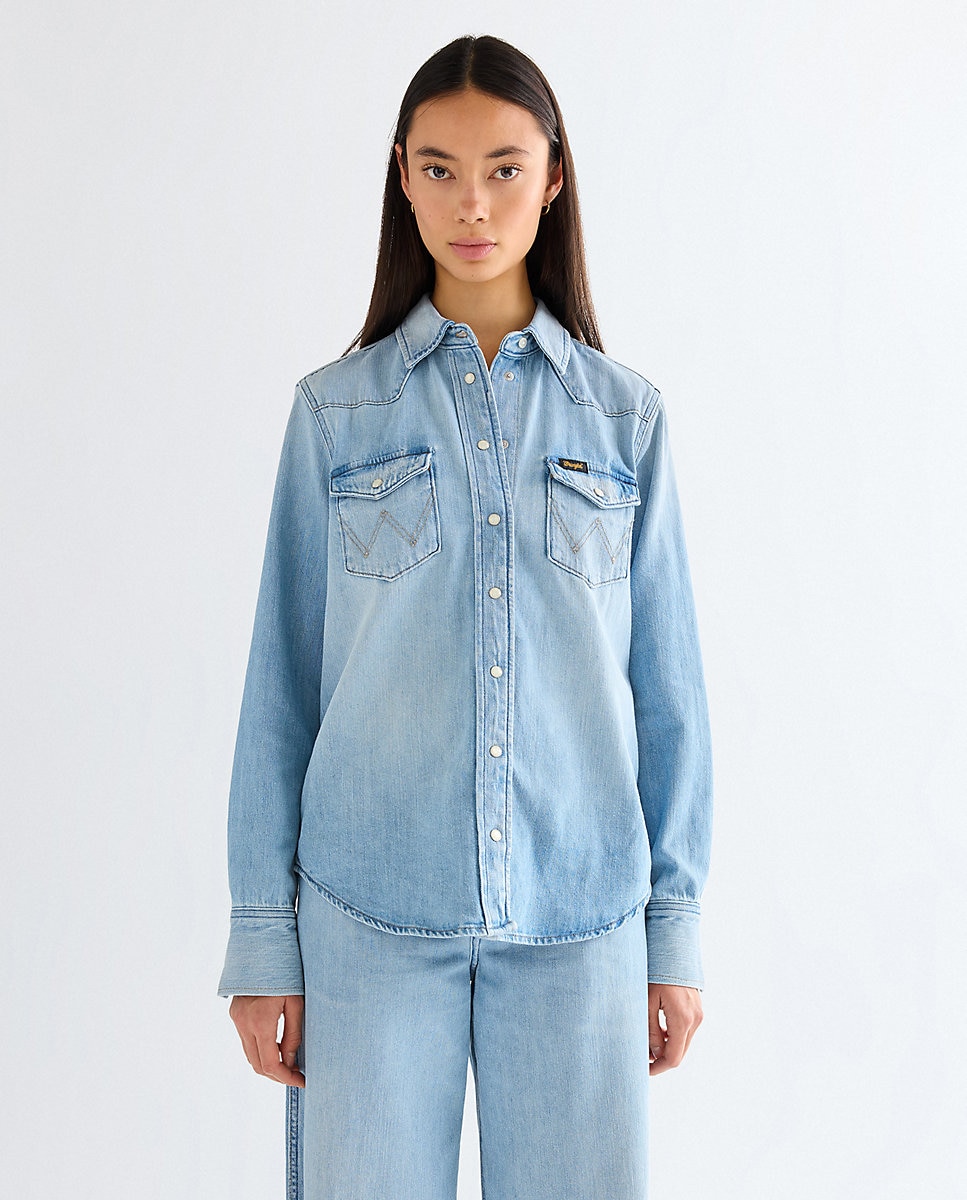 Camisa vaquera de mujer en azul - Wrangler - Azul denim Azul denim-1