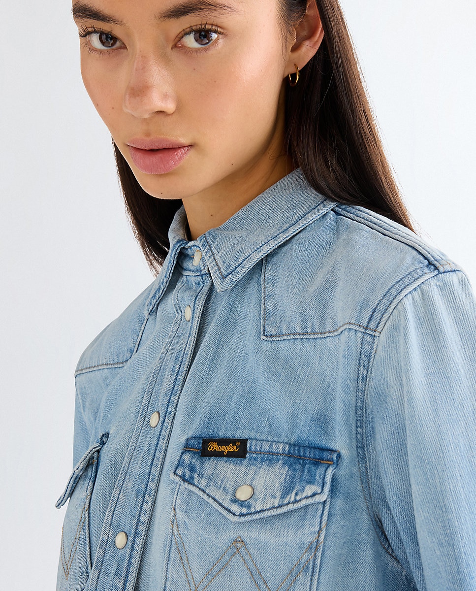 Camisa vaquera de mujer en azul - Wrangler - Azul denim Azul denim-4