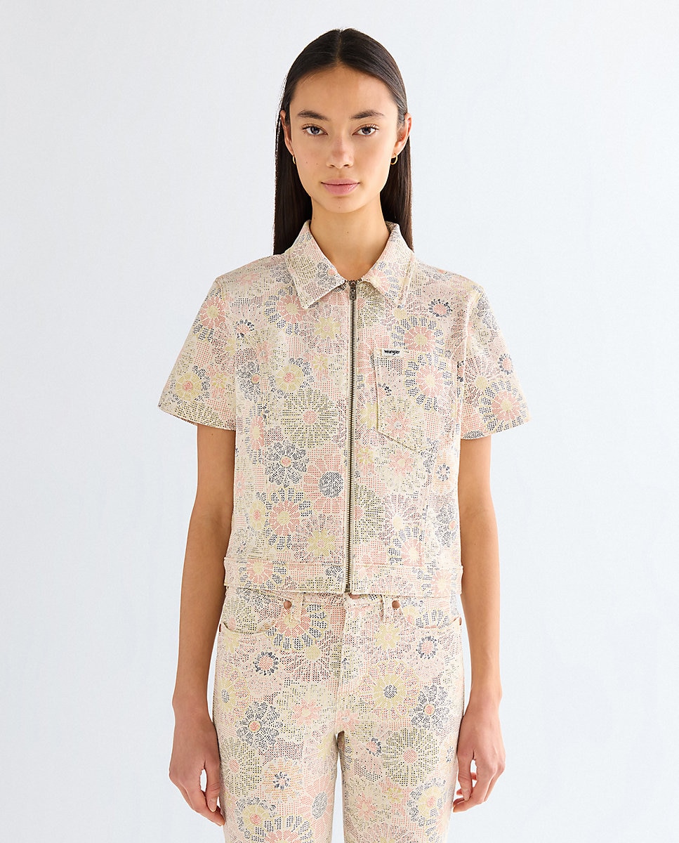 Sobrecamisa de mujer de manga corta con estampado años 70 - Wrangler - Multicolor Multicolor-1